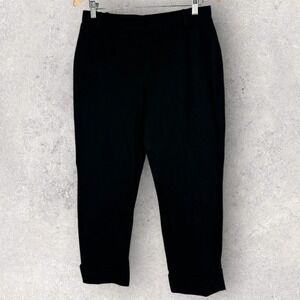 Joseph Ribkoff Canada Black Cuffed‎ Trouser Pants Womens Size 10 Medium Minimal
